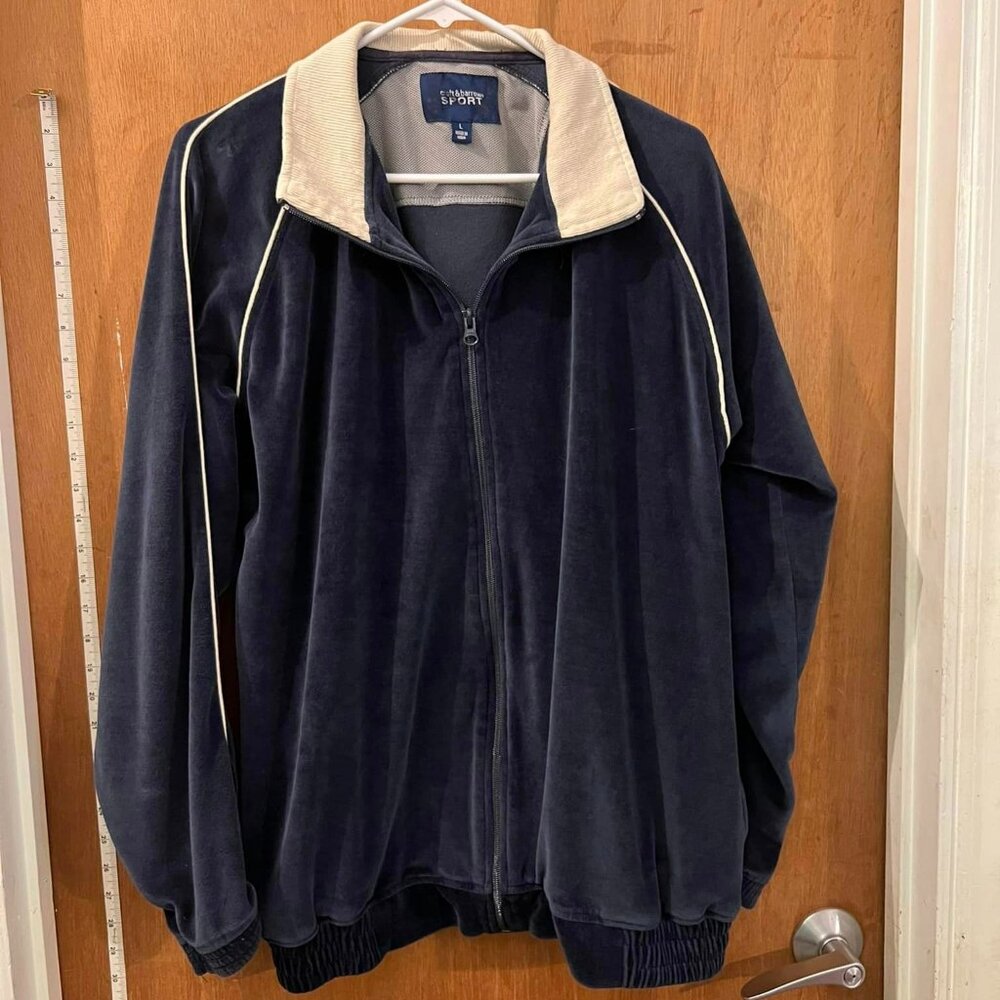 ❤️‍🔥❤️‍🔥🐻Size L - Croft & Borrow - Navy Blue Velour Lounge Jacket